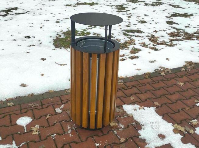 Kosz uliczny parkowy miejski z daszkiem 45l W223