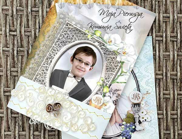 zaproszenia komunijne na komunię ze zdjęciem dziecka foto