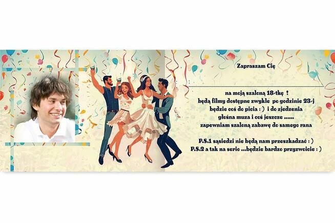 zaproszenia urodzinowe na urodziny 18-tka ze zdjęciem