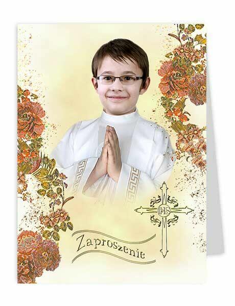 zaproszenia komunijne na komunię ze zdjęciem dziecka foto