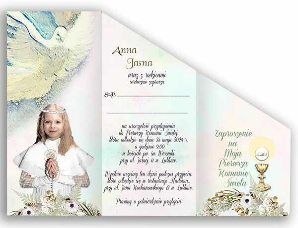 zaproszenia komunijne na komunię ze zdjęciem dziecka foto