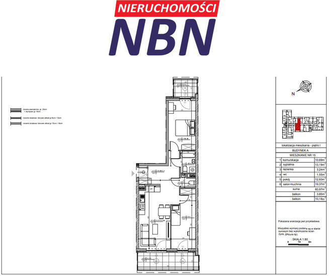 NOWE > Bocianek > 60,97 m2 > 3 POKOJE + 2 BALKONY