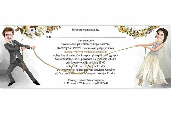 zaproszenia ślubne na ślub ze zdjęciem fotomontaż