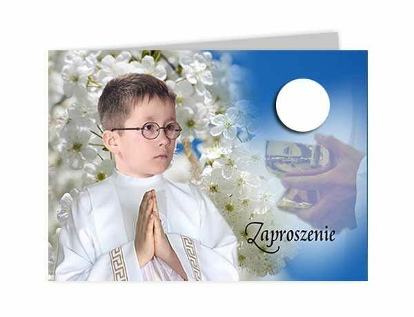 zaproszenia komunijne na komunię ze zdjęciem dziecka foto