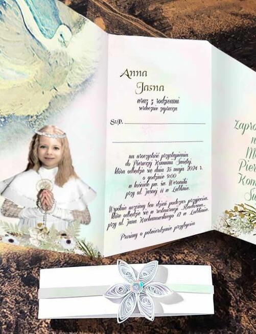 zaproszenia komunijne na komunię ze zdjęciem dziecka foto