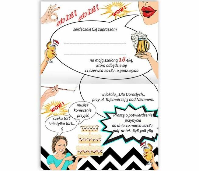 zaproszenia urodzinowe na urodziny 18-tka ze zdjęciem