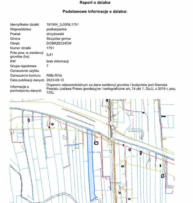 Działka rolna 0,41 ha do przekszt. w m. Dobrzechów