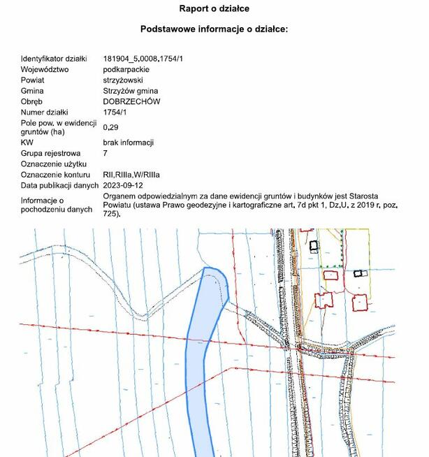 Działka rolna 0,29 ha w m. Dobrzechów