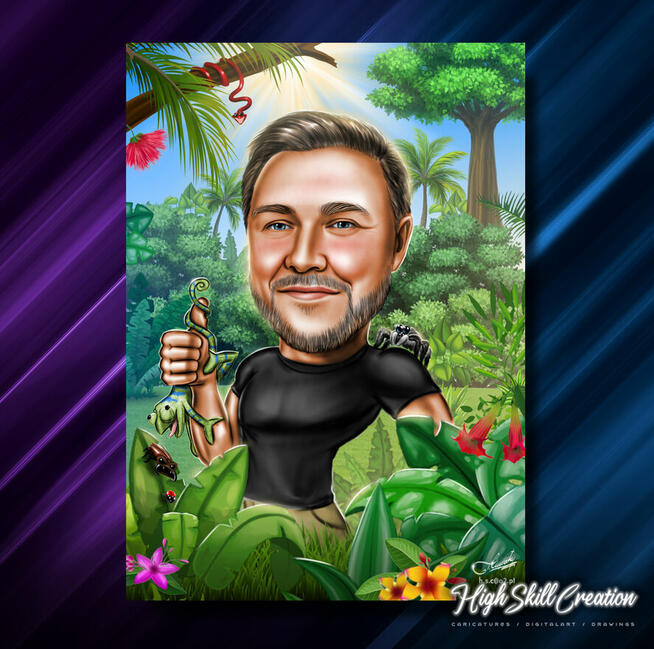 Cyfrowa karykatura na prezent ślubny, dla szefa, urodziny