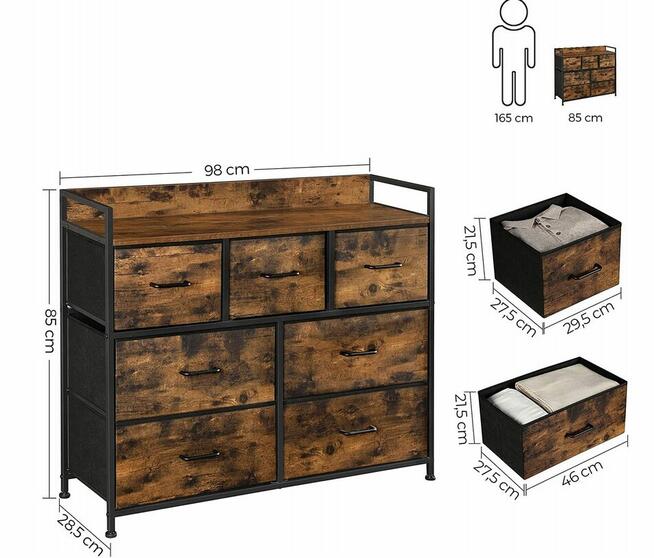 Komoda industrialna LOFT rustykalna z metalem i szufladami
