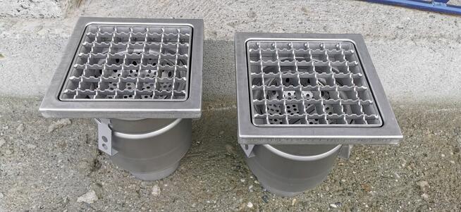 Kratka ściekowa ze stali nierdzewnej 200x200 DN110 Pionowa