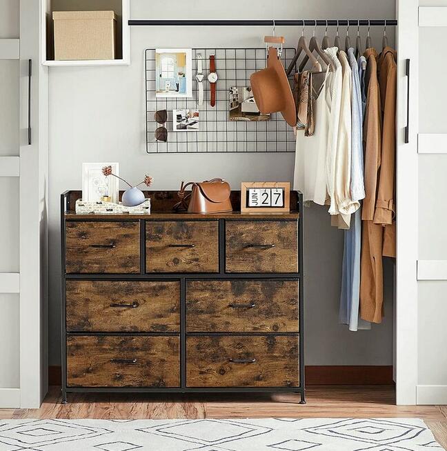 Komoda industrialna LOFT rustykalna z metalem i szufladami
