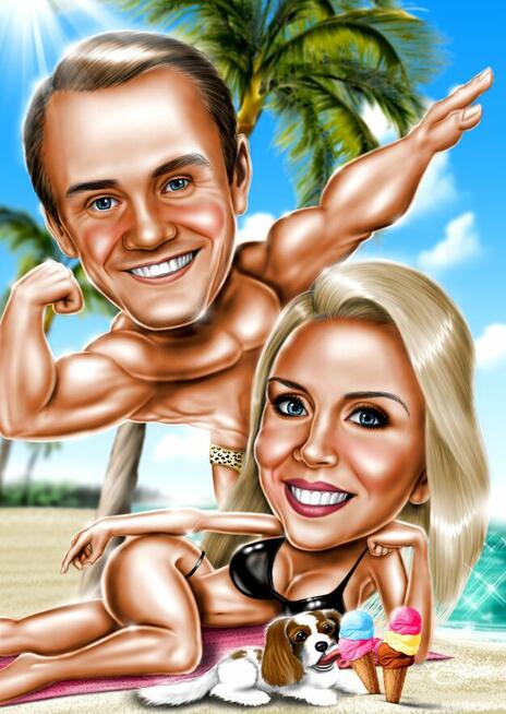 Cyfrowa karykatura na prezent ślubny, dla szefa, urodziny