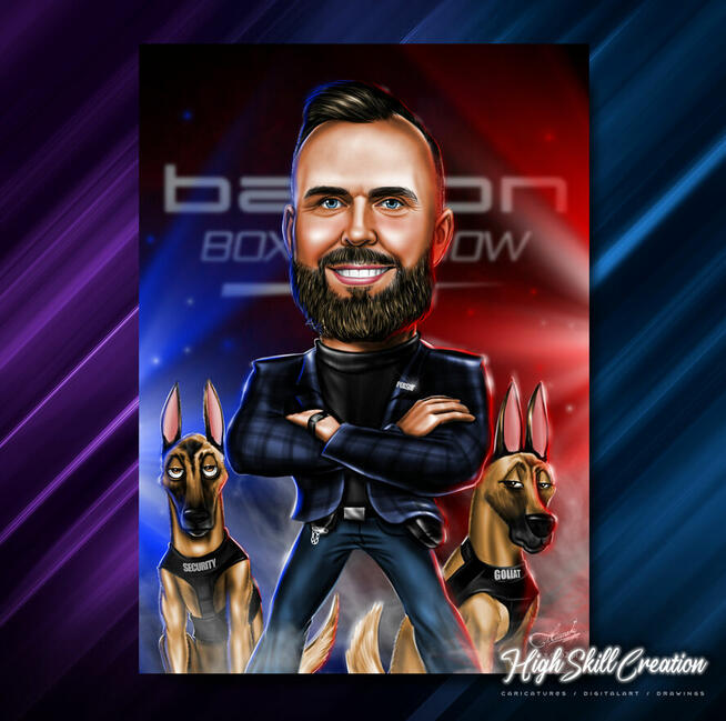 Cyfrowa karykatura na prezent ślubny, dla szefa, urodziny