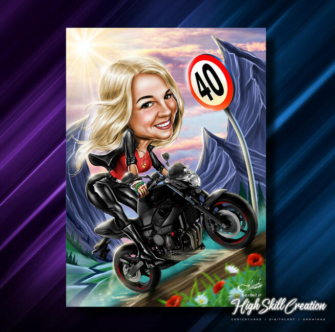 Cyfrowa karykatura na prezent ślubny, dla szefa, urodziny