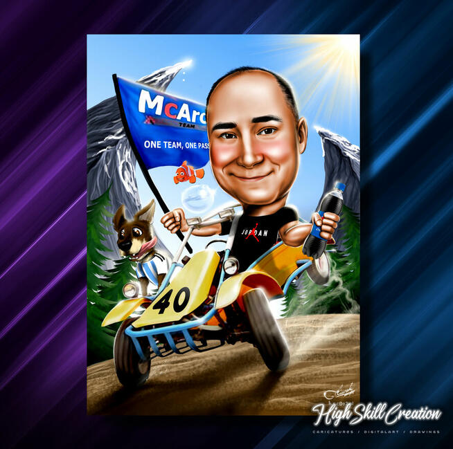 Cyfrowa karykatura na prezent ślubny, dla szefa, urodziny