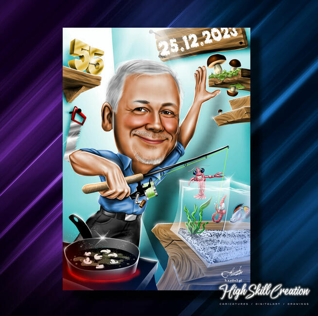 Cyfrowa karykatura na prezent ślubny, dla szefa, urodziny