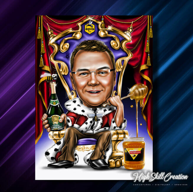 Cyfrowa karykatura na prezent ślubny, dla szefa, urodziny