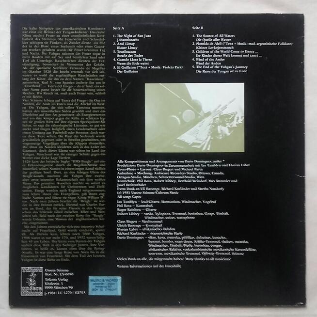 Dario Domingues z zespołem, muzyka z Patagonii, 1981 r.