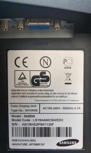Monitor Samsung SyncMaster 940BW
