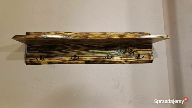 Wieszak na ubrania ścienny 80 cm opalane drewno lakierowane