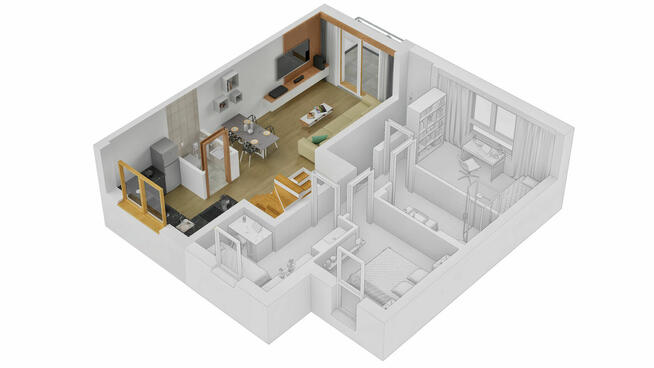 Rzuty 3d - przekroje 3d lokali, mieszkań, wnętrz, wizualiza