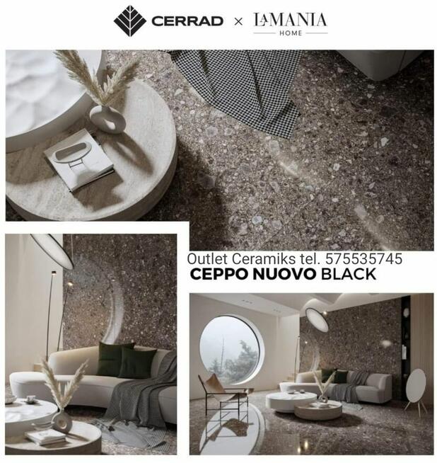 Ceppo black płytki ścienne lastryko 120x120 Cerrad La Mania