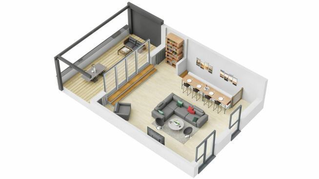 Rzuty 3d - przekroje 3d lokali, mieszkań, wnętrz, wizualiza