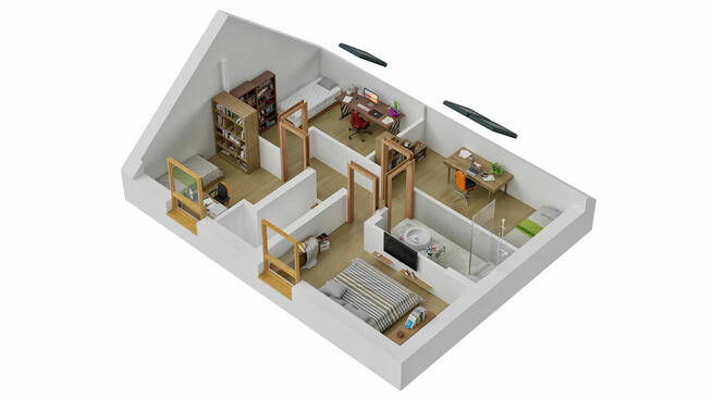 Rzuty 3d - przekroje 3d lokali, mieszkań, wnętrz, wizualiza