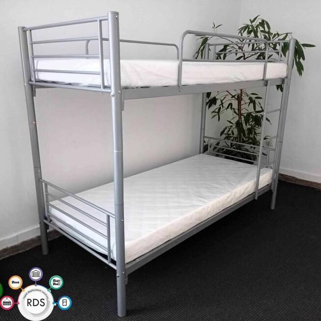 Łóżko piętrowe metalowe kwaterowe 90x200 cm DUŻE ILOŚCI