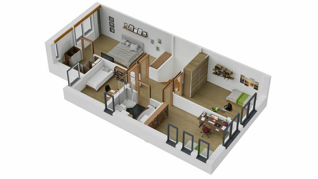 Rzuty 3d - przekroje 3d lokali, mieszkań, wnętrz, wizualiza