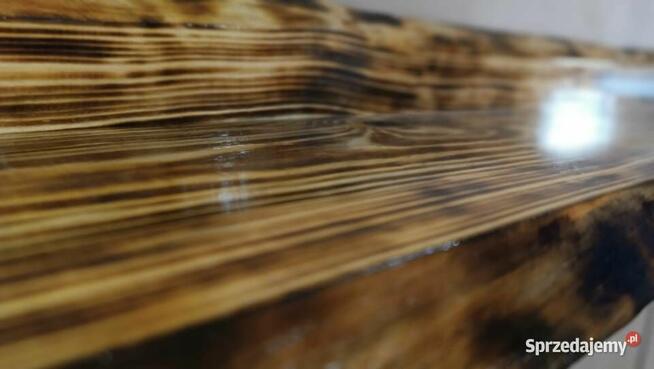 Wieszak na ubrania ścienny 80 cm opalane drewno lakierowane