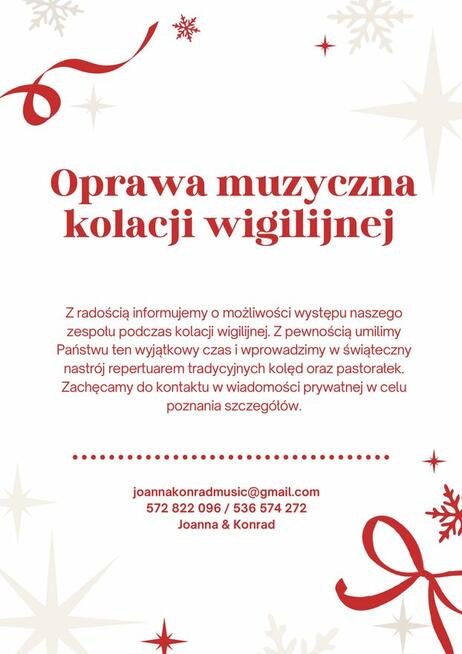 Oprawa muzyczna kolacji wigilijnej