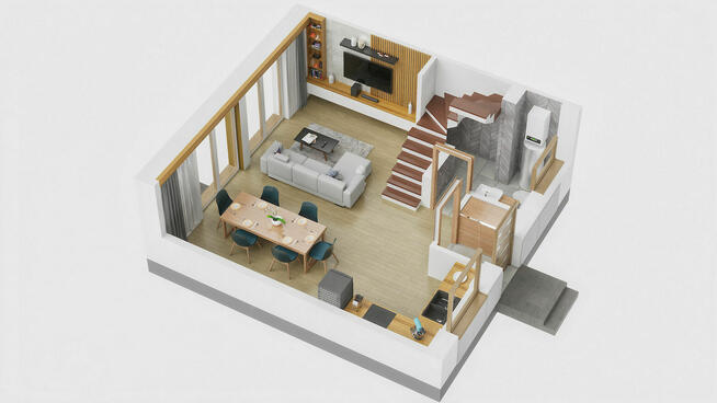 Rzuty 3d - przekroje 3d lokali, mieszkań, wnętrz, wizualiza