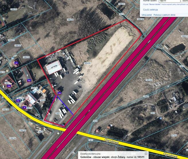 Obiekt komercyjny z działką przy drodze krajowej