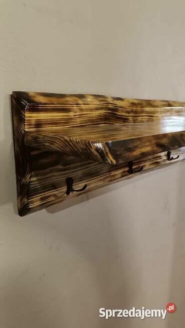 Wieszak na ubrania ścienny 80 cm opalane drewno lakierowane