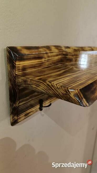 Wieszak na ubrania ścienny 80 cm opalane drewno lakierowane