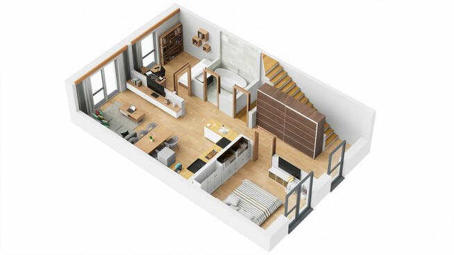 Rzuty 3d - przekroje 3d lokali, mieszkań, wnętrz, wizualiza