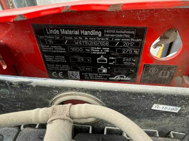 Paleciak elektryczny Linde T 16 waga wózek z wagą paleciak