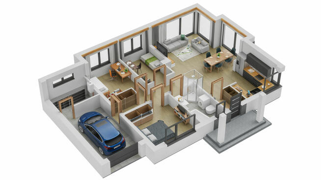 Rzuty 3d - przekroje 3d lokali, mieszkań, wnętrz, wizualiza