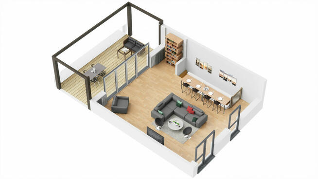 Rzuty 3d - przekroje 3d lokali, mieszkań, wnętrz, wizualiza