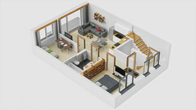 Rzuty 3d - przekroje 3d lokali, mieszkań, wnętrz, wizualiza