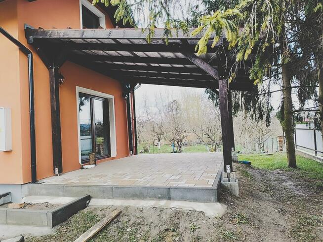 Wiata zadaszenie drewniana samochodowa na auta tarasowa 5x4m