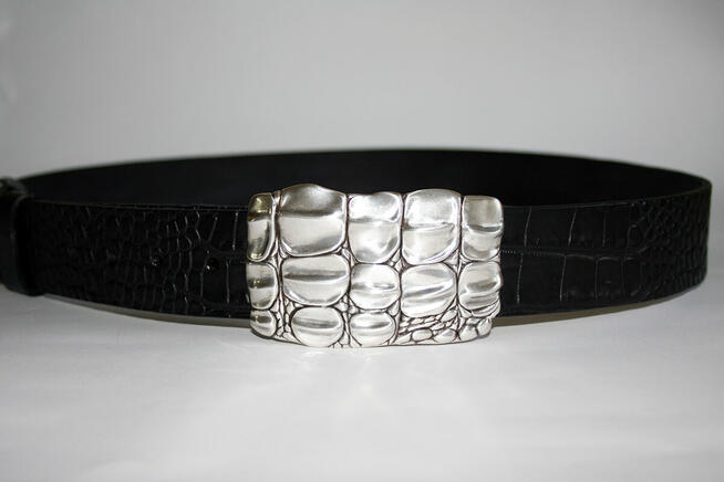 Pasek męski z klamrą Krokodyl - elitarny pasek premium - Wło