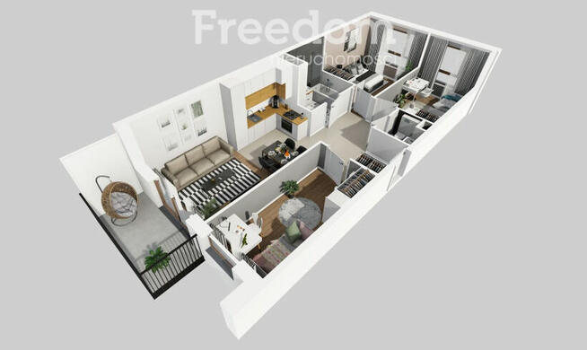 Nowoczesne czteropokojowe mieszkanie z balkonem