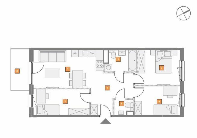 Nowoczesne czteropokojowe mieszkanie z balkonem