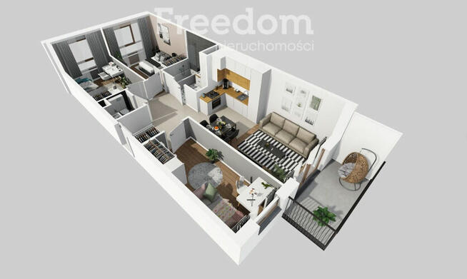 Nowoczesne czteropokojowe mieszkanie z balkonem