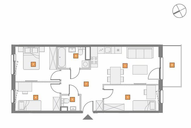 Nowoczesne czteropokojowe mieszkanie z balkonem