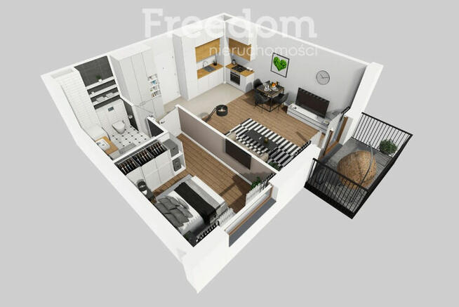 Nowoczesne dwupokojowe mieszkanie z balkonem