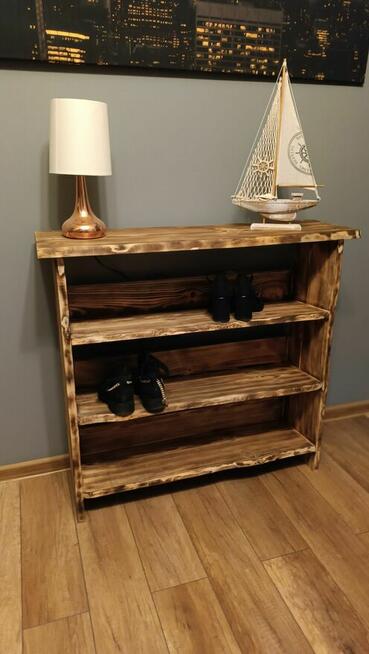 Szafka na buty książki w stylu vintage opalane drewno lite